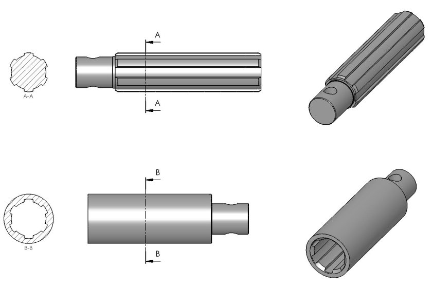 Шлицевое соединение вала