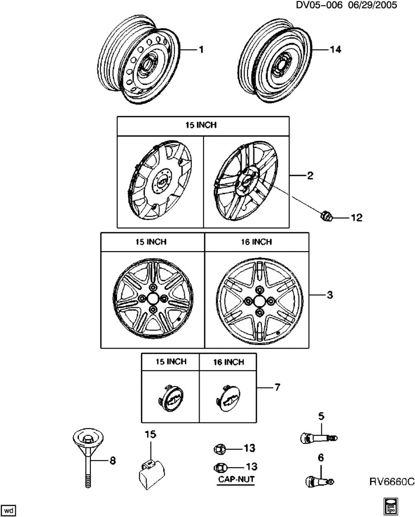 Параметры колес Шевроле Эпика
