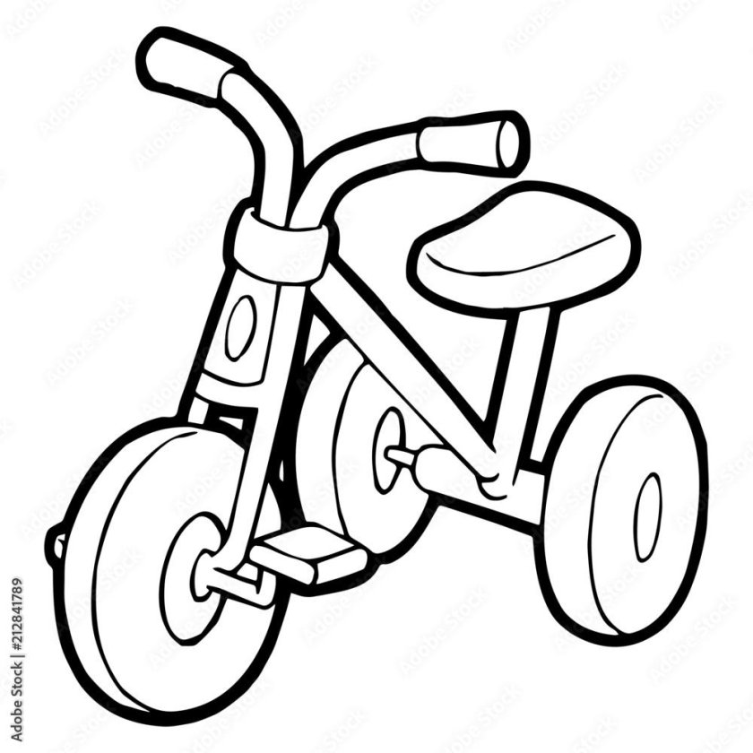 Раскраска трехколесный велосипед