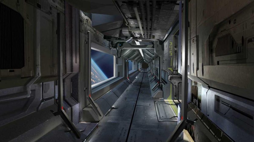 3d коридор космического корабля амонг АС
