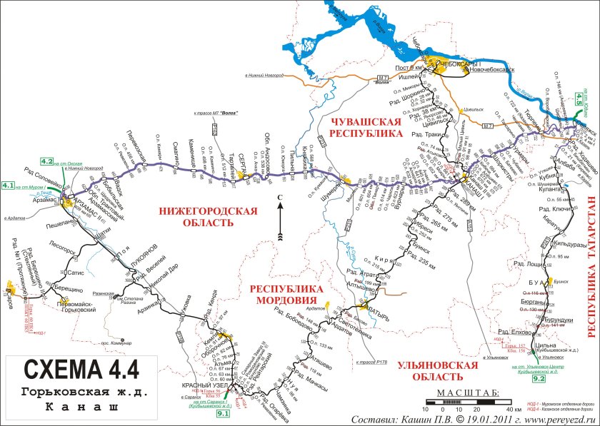 Горьковская железная дорога карта