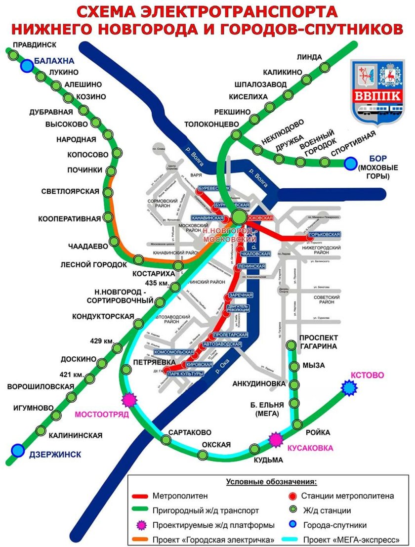 Схема городской электрички Нижний Новгород