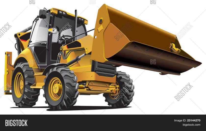 Желтый трактор JCB С ковшом