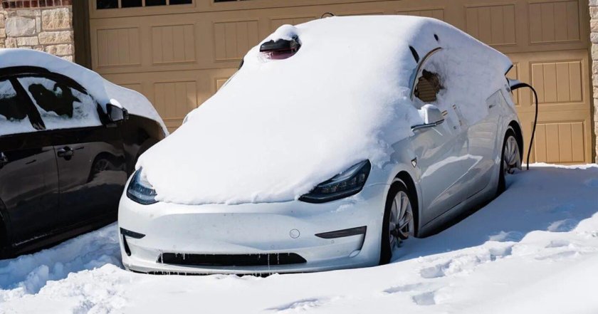 Электромобиль на морозе