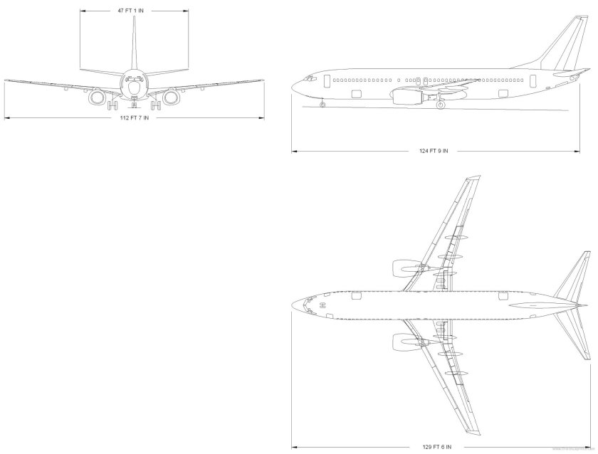 Чертеж самолета Боинг 747