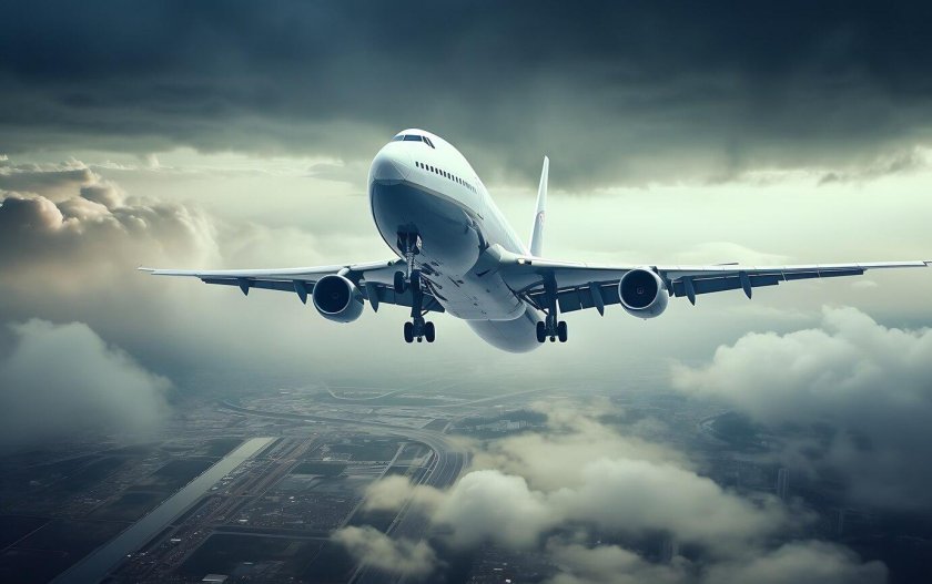 Полет самолете красивом пейзажем