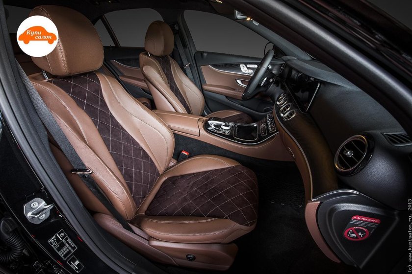 Салон Мерседес w213 коричневый ромбик