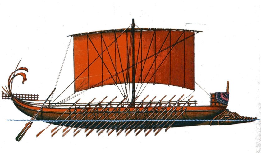 Греческая бирема корабль