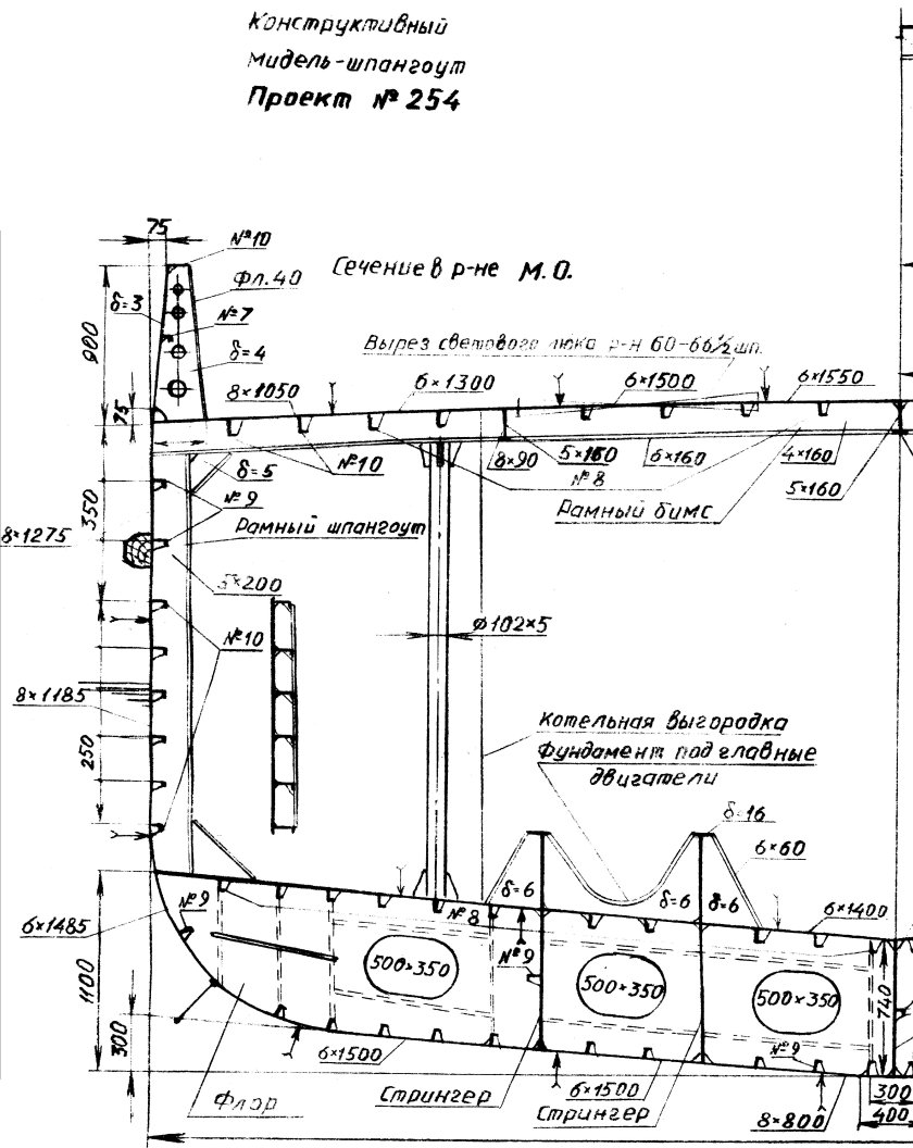 Конструктивный мидель шпангоут сухогрузного судна