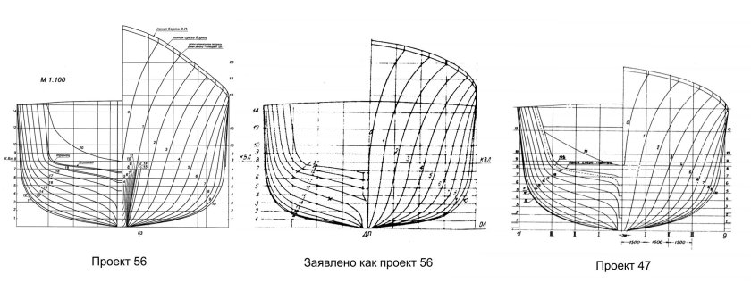 Теоретический чертеж корпуса сухогрузного судна