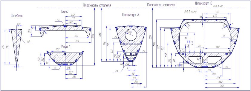 Чертежи шпангоутов катеров