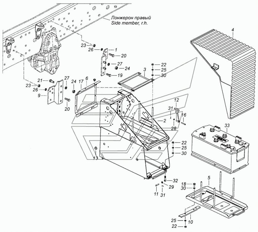 Ящик для аккумулятора КАМАЗ 6520