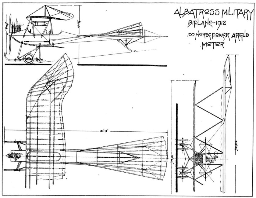 Etrich Taube чертеж