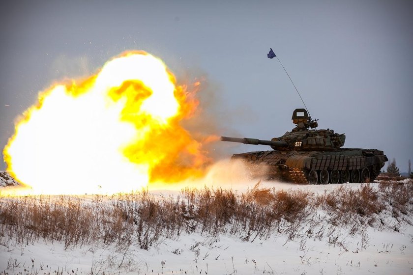 Т72б3 выстрел зимой
