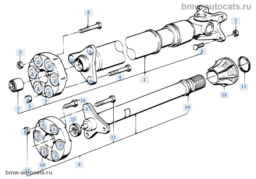 Карданный вал BMW e36 схема