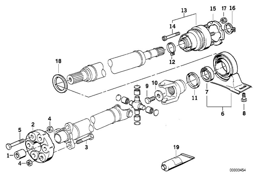 Карданный вал BMW e36 схема