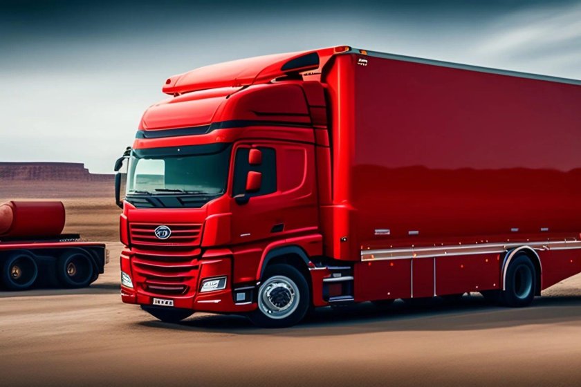 Красный грузовик