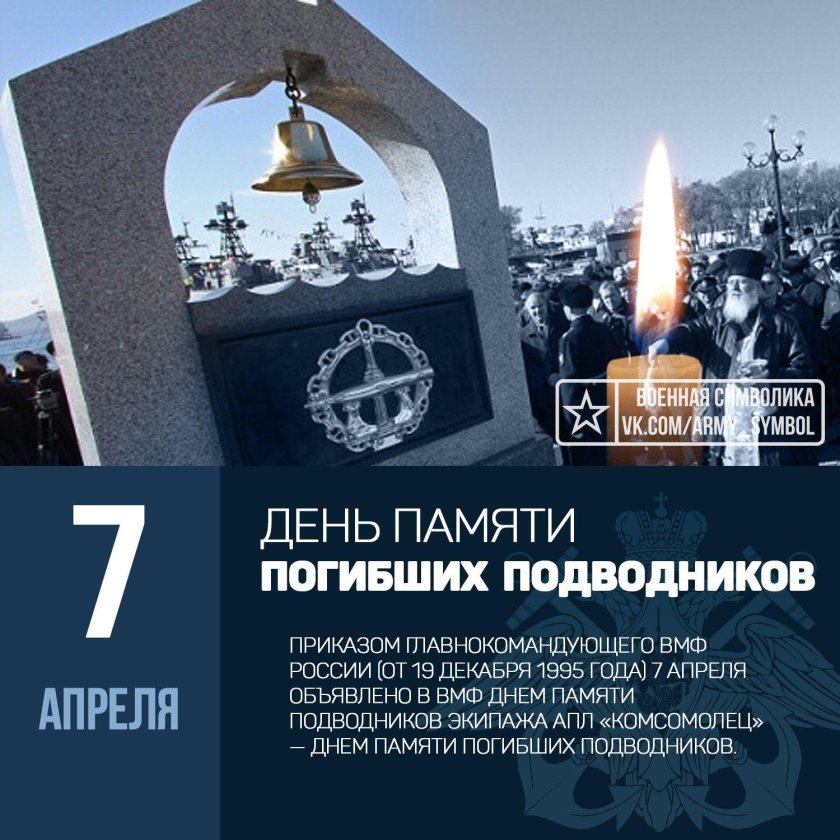 7 Апреля день памяти погибших моряков-подводников