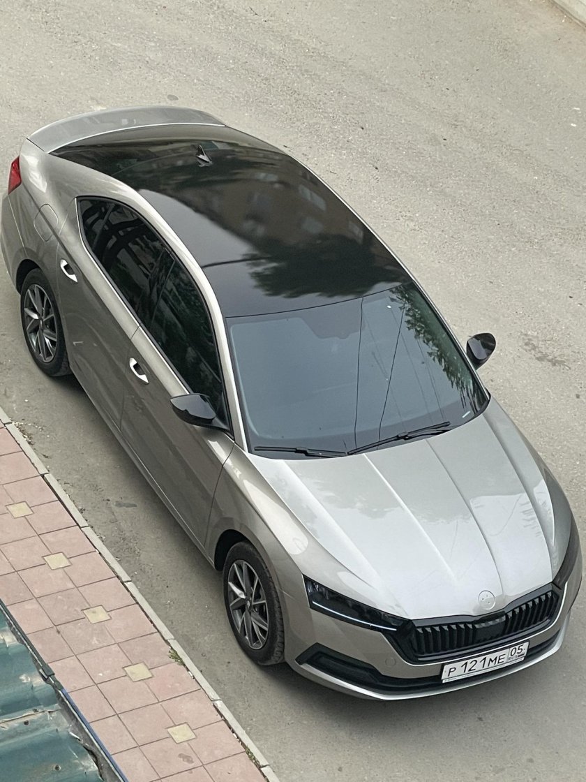 Шкода серая с черной крышей