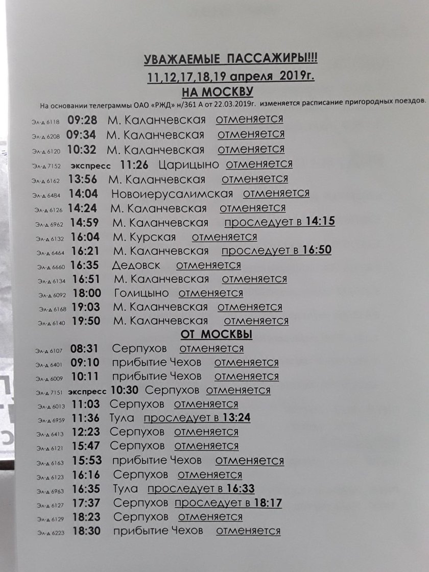 Расписание электричек Серпухов Москва