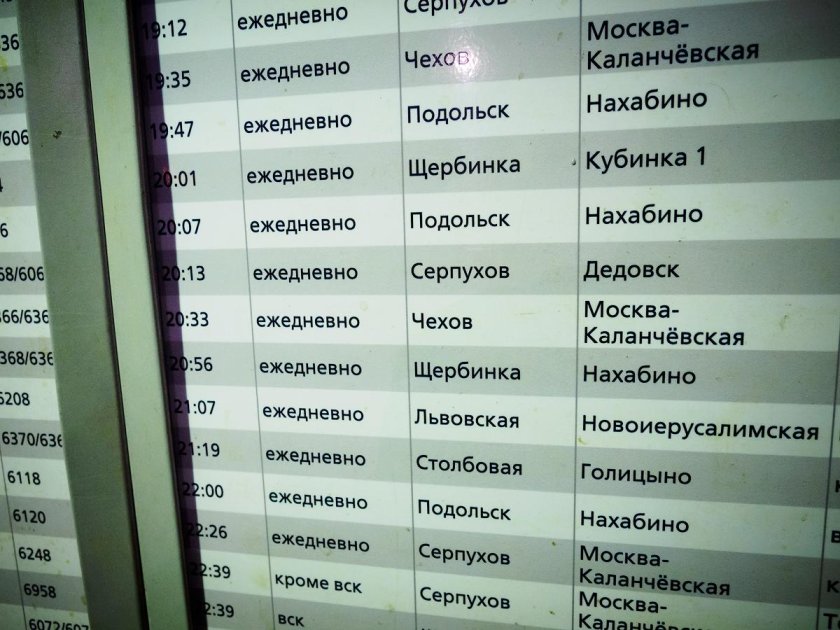 Расписание электричек серпухов