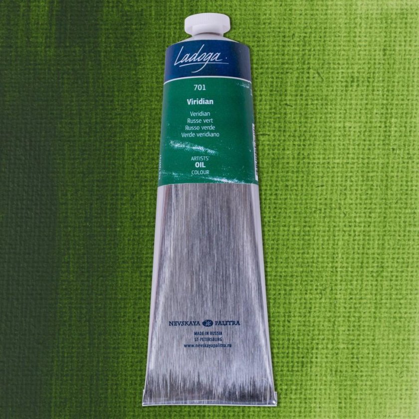 Масляная краска виридоновая зеленая Ладога