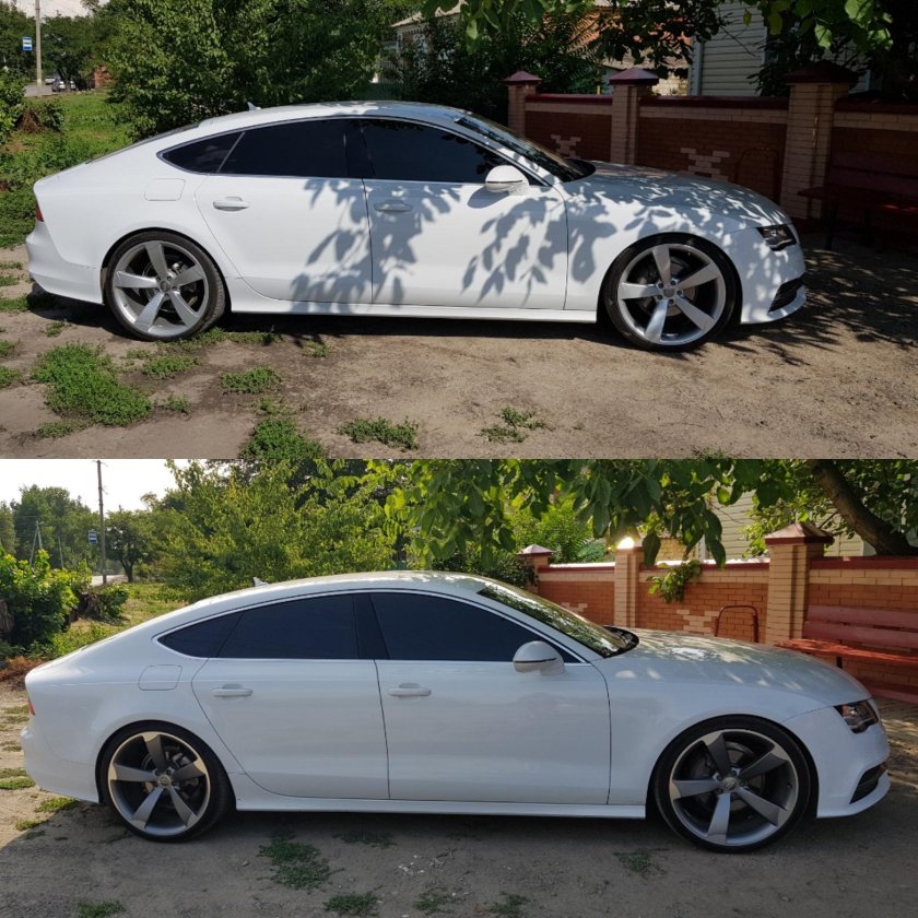 Диски на белой машине