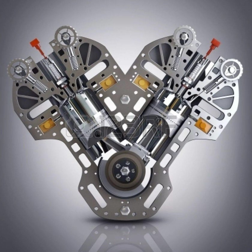 Двигатель v8 в разрезе