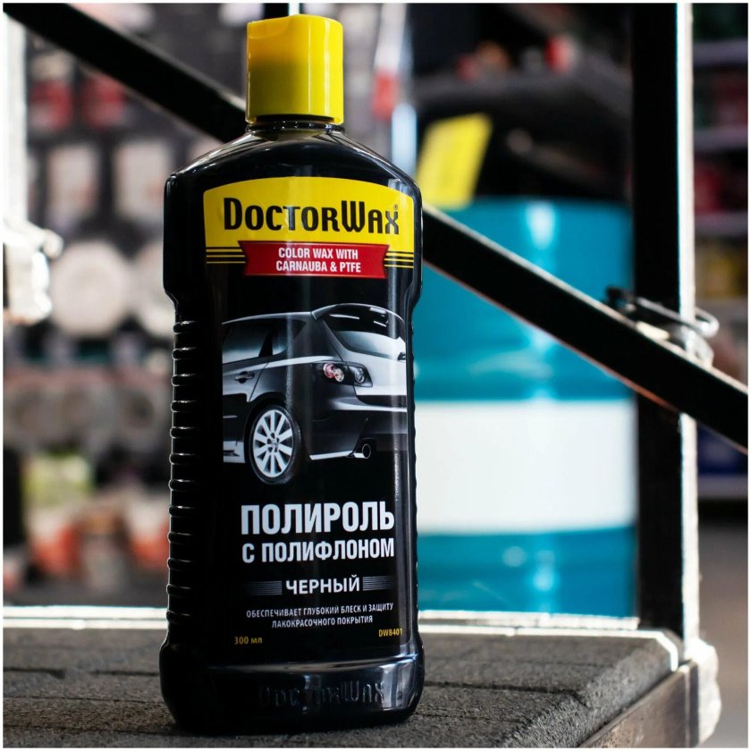 Полироль доктор Вакс с полифлоном черная