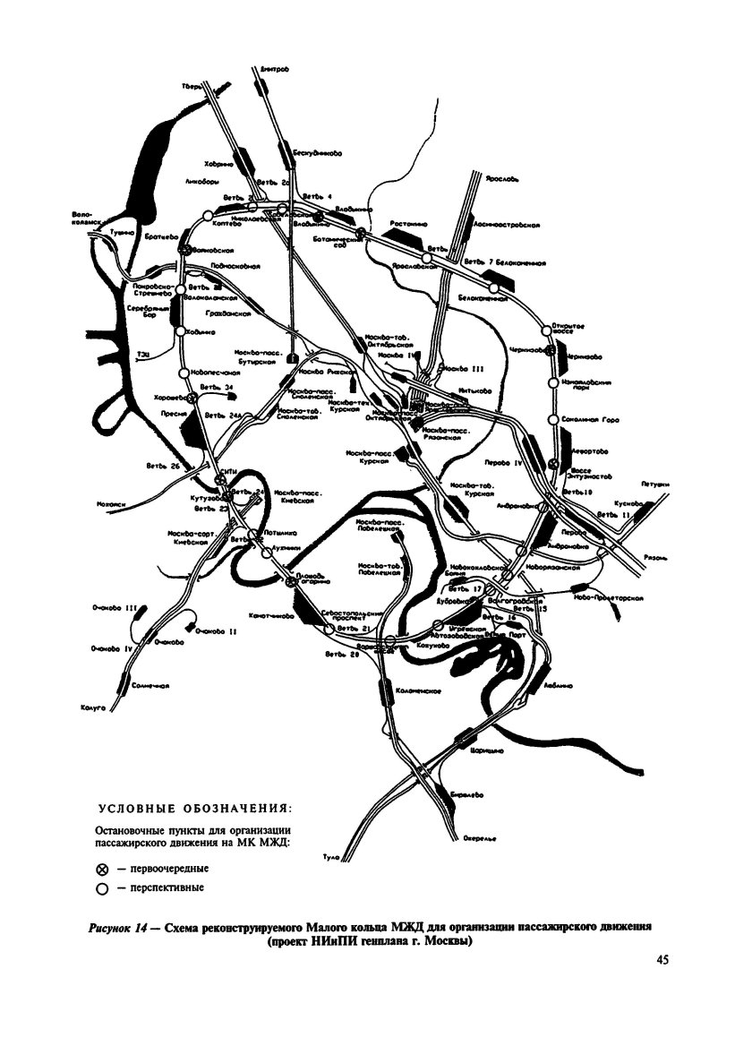 Карта Московской окружной железной дороги 1941