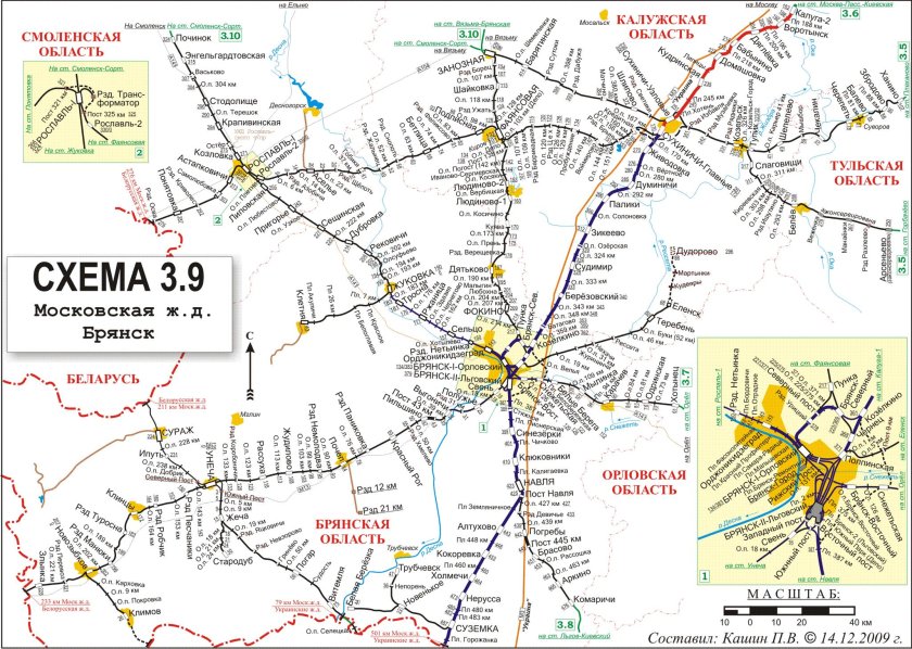 ЖД карта Московской железной дороги
