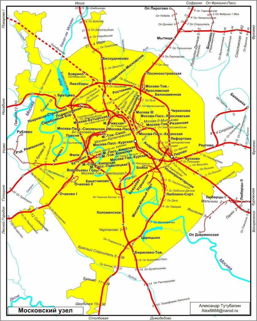 ЖД карта Московской железной дороги