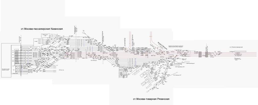 Схематический план станции Москва пассажирская Казанская