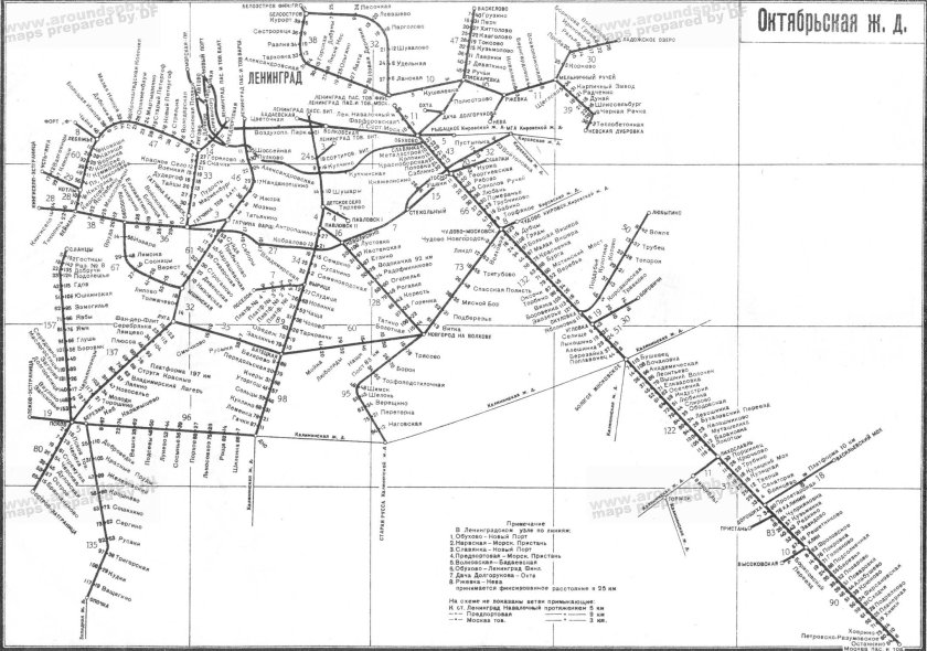Схема РЖД Октябрьская железная дорога