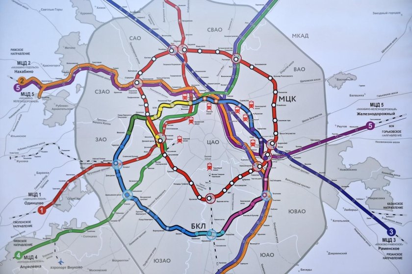 Московский диаметр схема МЦД 1