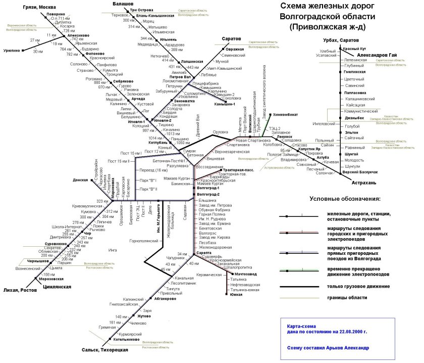 Карта железнодорожные пути Волгограда