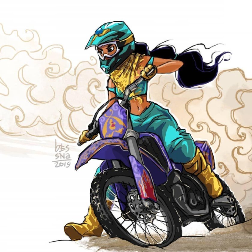 Девушка на мотоцикле рисунок