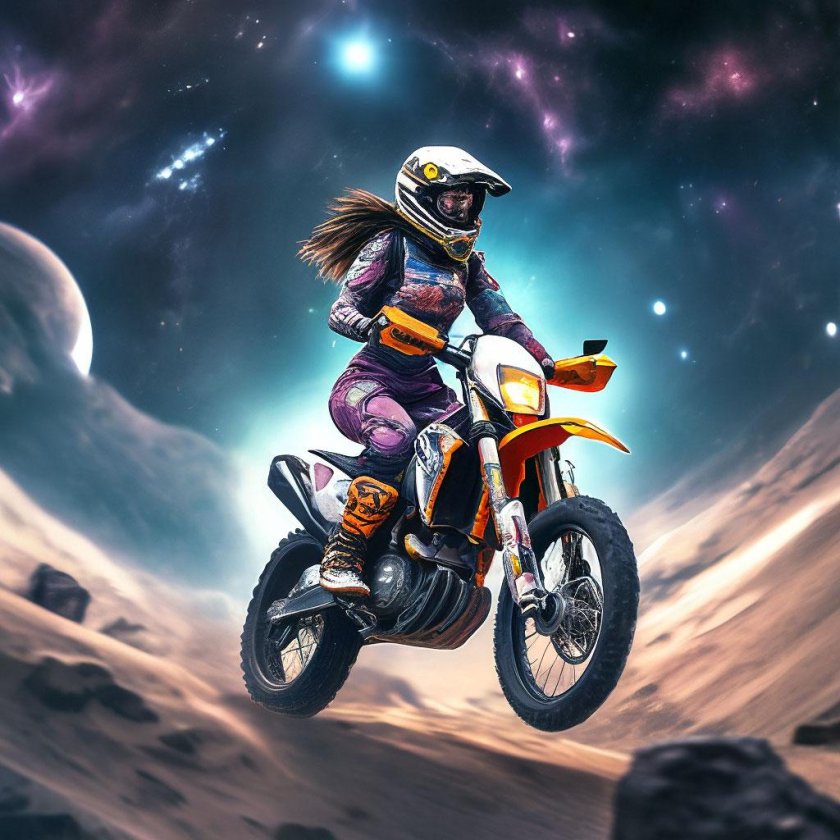 Девушка на эндуро мотоцикле