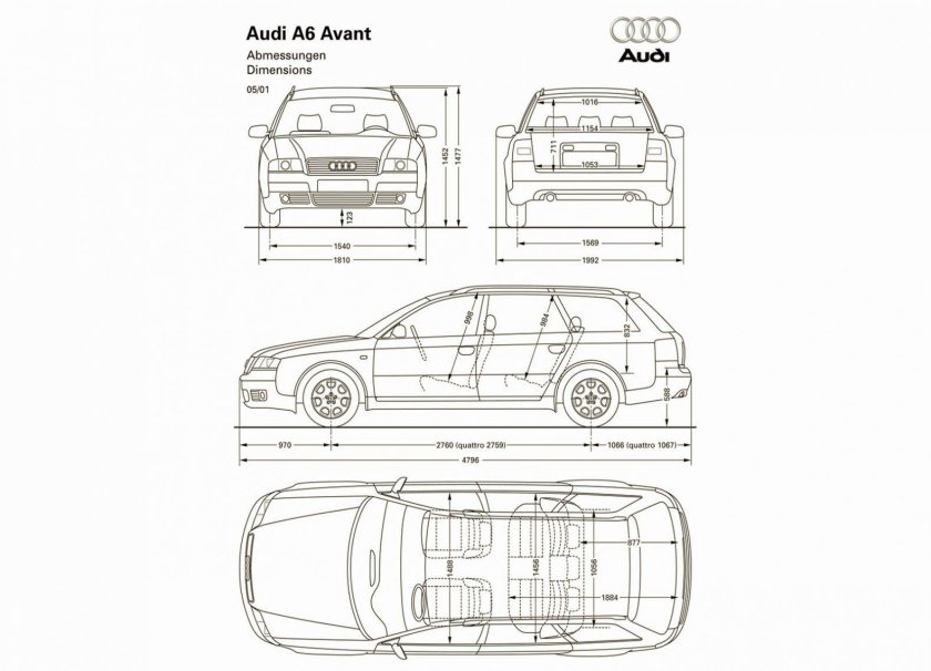 Габариты Ауди а6 с5 седан
