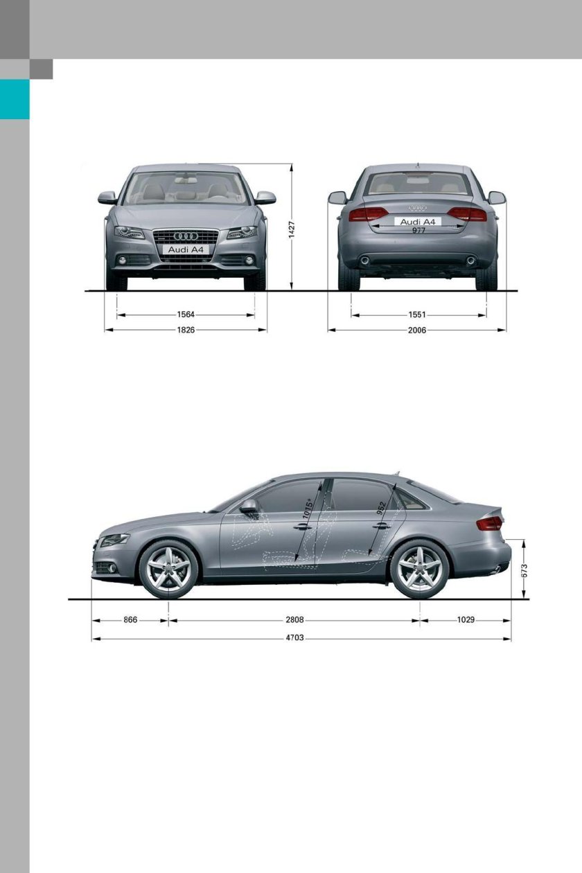 Audi a4 b8 габариты