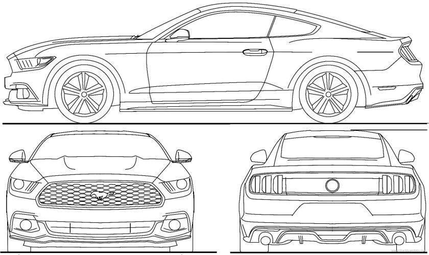 Форд Мустанг чертеж сбоку