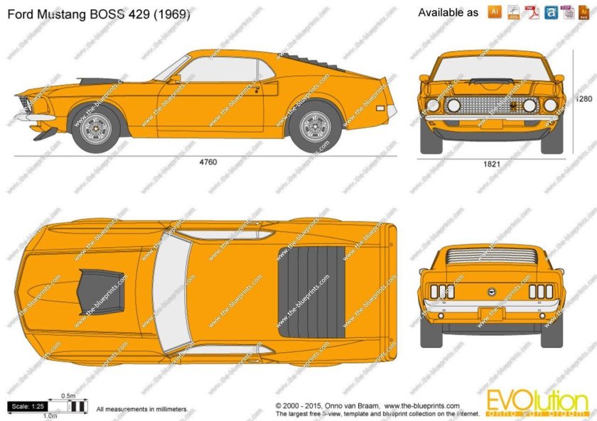 Ford Mustang Boss 429 чертежи