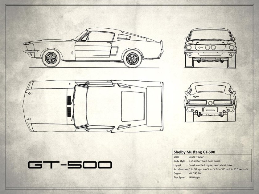 Ford Mustang 1969 чертеж