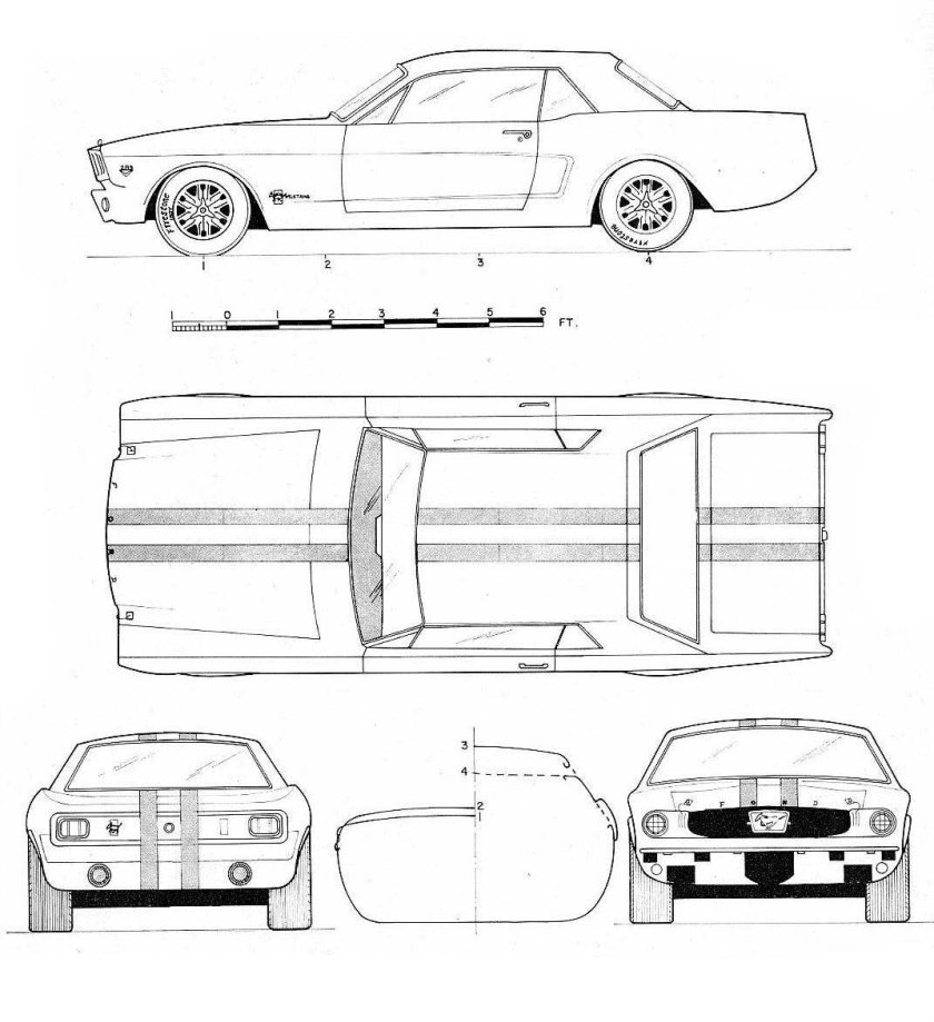 Ford Mustang 1969 чертеж