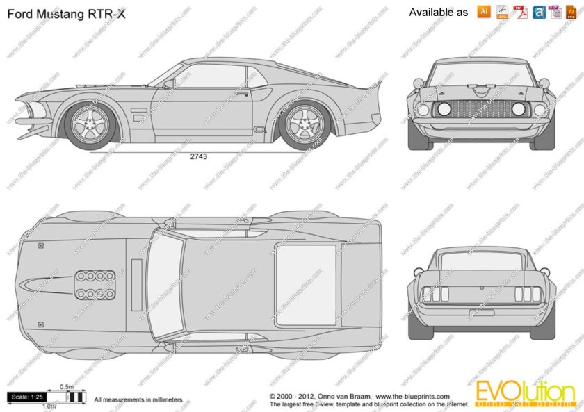 Ford Mustang 1969 чертеж