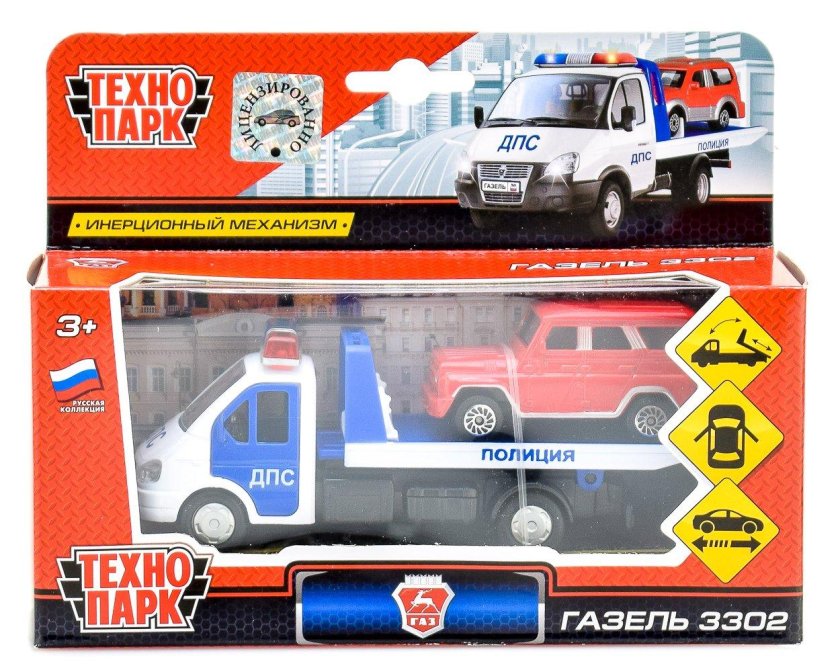 Технопарк Газель арт.SB-16-42-t1-WB эвакуатор-ДПС+машинка 12 см