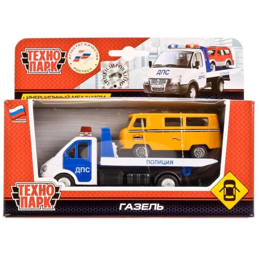 Технопарк Газель арт.SB-16-42-t1-WB эвакуатор-ДПС+машинка 12 см