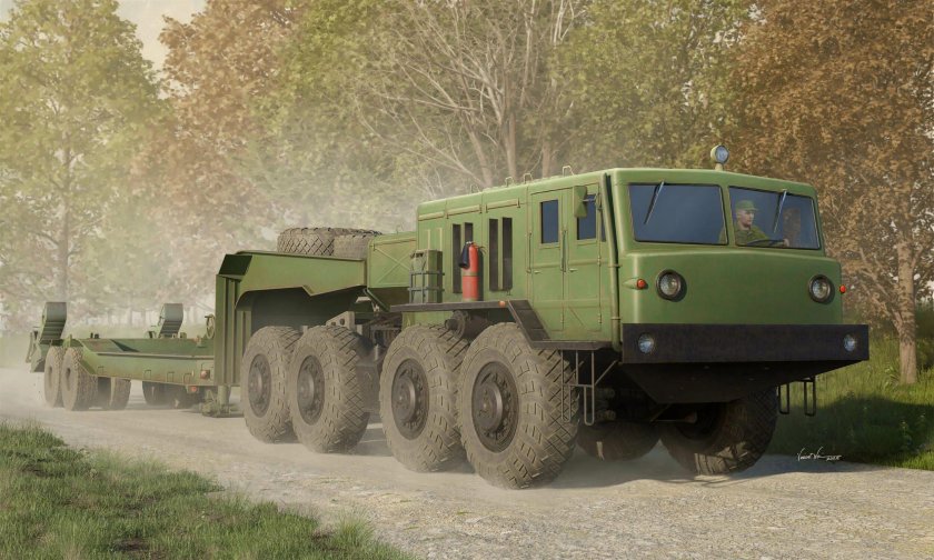 01089 Trumpeter Транспортер м@з-545 с полуприцепом ЧМЗАП-5247г 1/35