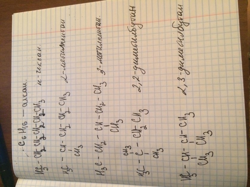 Структурные формулы изомеров c6h14