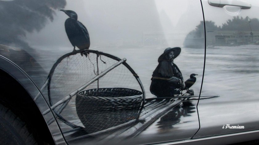 Аэрография на авто рыбалка